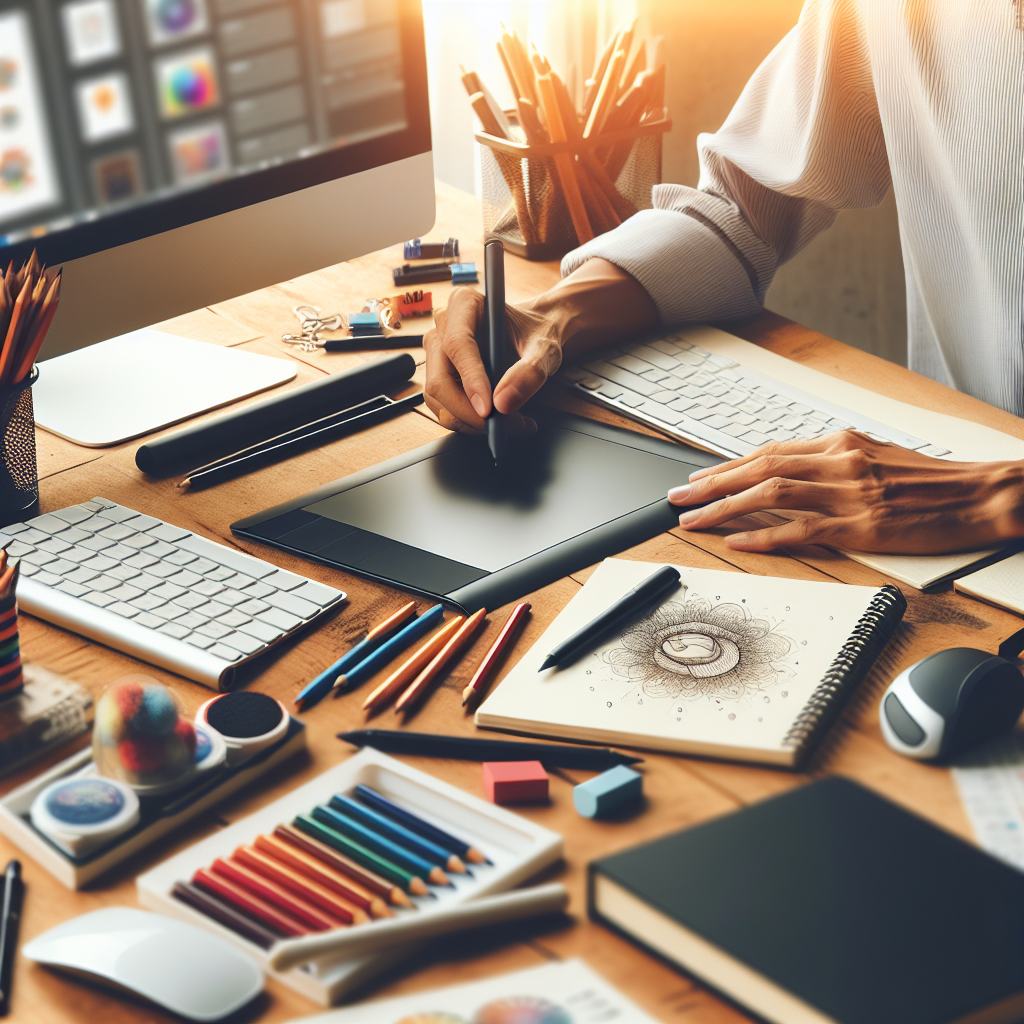 Realistic stock image of a graphic designer working.